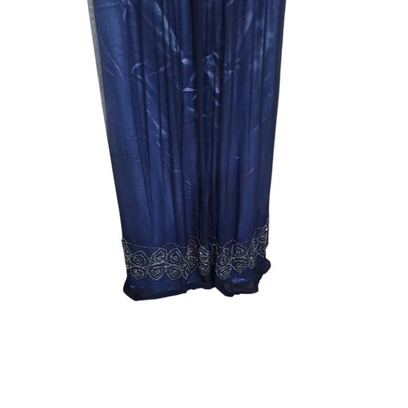 Adrianna Papell Dress Blue Evening Halter Gown Size 14 Polyester Silk Embellishe - Picture 10 of 11
